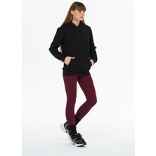 Safe Tasarım Kadın Pamuklu Içi Polarlı Kapüşonlu Siyah Sweatshirt