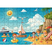 Ahşap Mdf Puzzle Yapboz Yaz Neşesi Sahil 120 Parça 25*35 cm