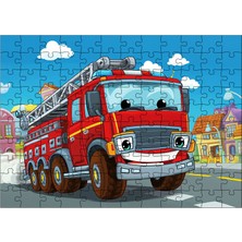 Ahşap Mdf Puzzle Yapboz Renkli Itfaiye Ekibi 120 Parça 25*35 cm