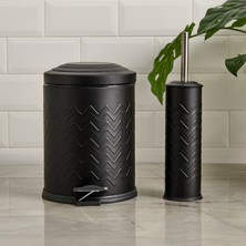 Evidea Bath Desenli 2'li Banyo Seti - Siyah