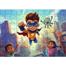 Ahşap Mdf Puzzle Yapboz Süper Kahraman Görevde 120 Parça 25*35 cm