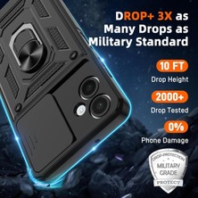 MTK Moveteck Samsung Galaxy A06 Kılıf Kamera Korumalı Sürgülü Yüzüklü Armor Military Zırh Tank Kapak + 1 Adet 9h Ekran Koruyucu Cam 1 Adet Kılıf Set