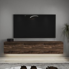 İnarch Dizayn Neon LED Işıklı Duvara Monte, 3 Kapaklı TV Sehpası – 160 cm - Modern Tasarım