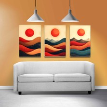 Aktüel Matisse - Boho - Art Deco - Soyut - Doğa ( 3 Lü Çerçevesiz ) Poster - Afiş - Tablo KR2C00892/