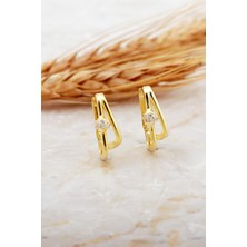 Sümer Telkari Tasarım Altın Kaplama Taşlı Gümüş Küpe 7153