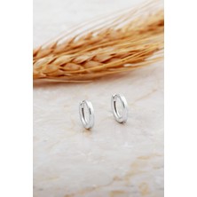 Sümer Telkari 12 mm Taşsız Rodyumlu Gümüş Halka Küpe 7143