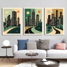 Aktüel Matisse - Boho - Art Deco - Soyut - Doğa ( 3 Lü Çerçevesiz ) Poster - Afiş - Tablo KR2C00155/