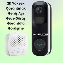 Wificam 2k Kameralı Wifi Akıllı Kapı Zili Geniş Açı Lens-Görüntülü Görüşme-Kayıt-Hareket Algılama