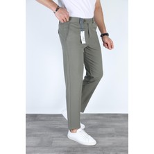 Erkek Haki Italyan Kesim Slim Fit Kaliteli Esnek Likralı Bilek Boy Kumaş Pantolon