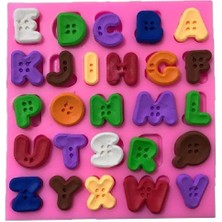 Morlalem Düğme Şeklinde 2cm Mini Harf Alfabe Seti Silikon Kalıp K-226