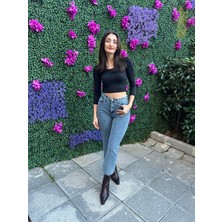Likralı Yüksek Belkesik Paça Jean