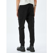Yüksek Bel Beli Bağcıklı Pamuklu Kargo Cep Detaylı Jogger Pantolon