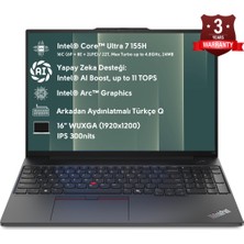 Lenovo Thinkpad E16 Intel Core Ultra 7 155H 64GB 1tb SSD 16"fhd Windows 11 Pro Taşınabilir Bilgisayar 21MA002UTX W8