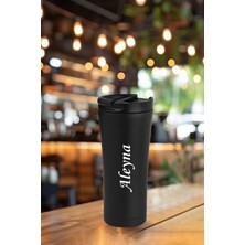 Hadgift kişiye  ısim baskılı 500 ml çift katmanlı 304 çelik kaydırmaz taban araç termos mug coffee