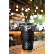 Hadgift kişiye  ısim baskılı 500 ml çift katmanlı 304 paslanmaz çelik termos mug