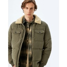 Koton Slim Fit Şişme Mont Peluş Yaka Detaylı Fermuarlı