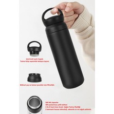 Hadgift kişiye  ısimli termos kulplu filtreli 500 ml çift katman 304 paslanmaz çelik matara