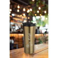 Hadgift kişiye  ısim baskılı 500 ml çift katmanlı 304 çelik kaydırmaz taban araç termos mug coffee