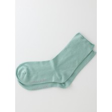 Kadın Koyu Yeşil Renkli Lastiksiz Modal Kumaş Ince Soket Çorap