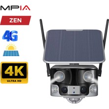 Atlas Mpia Zen Ip Kamera 4K / 8 Mp Panoramik Çift Lens 4g Sım Kart / Solar Güneş Paneli 180° Ultra Geniş Görüş Açısı