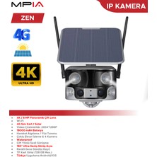 Atlas Mpia Zen Ip Kamera 4K / 8 Mp Panoramik Çift Lens 4g Sım Kart / Solar Güneş Paneli 180° Ultra Geniş Görüş Açısı