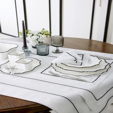 Linens Beady Porselen 28 cm Servis Tabağı Beyaz-Siyah