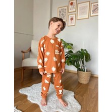 Nina Kids Palmiye Desenli Erkek Pijama Takımı Tarçın - 4-5