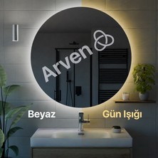 Arven Grup LED Işıklı Yuvarlak Banyo Aynası Makyaj Aynası Dekoratif Ayna Kumlamasız