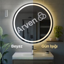 LED Işıklı Yuvarlak Banyo Aynası Makyaj Aynası Dekoratif Ayna