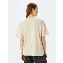 Koton Slogan Baskılı Kısa Kollu Bisiklet Yaka Oversize T-Shirt