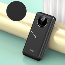 Phixi 5in1 Dahili Kablolu  Powerbank 5 Çıkışlı LCD Ekran 20.000MAH Taşınabilir Şarj Aleti Slım