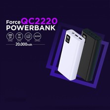 Phixi Hızlı Şarjlı Force 20.000 mAh Powerbank LCD Ekranlı  22.5W Pd Destekli Taşınabilir Şarj Cihazı