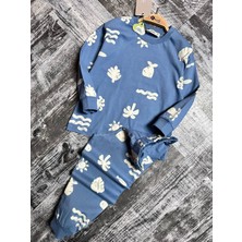 Nina Kids Palmiye Desenli Erkek Pijama Takımı Mavi - 3-4