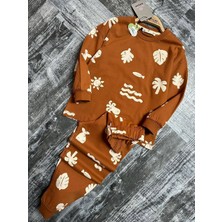Nina Kids Palmiye Desenli Erkek Pijama Takımı Tarçın - 4-5