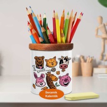 Asilmeydan Eğlenen Hayvanlar Ahşap Seramik Kalemlik - 2147596422