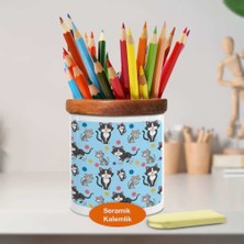 Asilmeydan Mutlu Kedi Desenleri Ahşap Seramik Kalemlik - 1308-20245