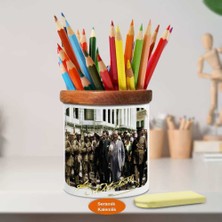 Asilmeydan Takım Elbiseli Mustafa Kemal Atatürk Ahşap Seramik KALEMLIK-855