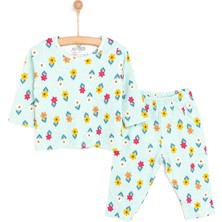 HelloBaby  Kaşkorse Çiçek Desenli Uzun Kol Pijama Takımı