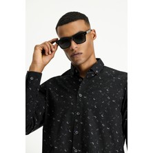 Kiğılı Uzun Kol Regular Fit Baskılı Spor Pamuk Düğmeli Yaka Gömlek