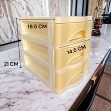 3 Çekmeceli Masa Üstü Çekmece Sert Plastik / Organizer Fosforlu Seri -Sarı Renk