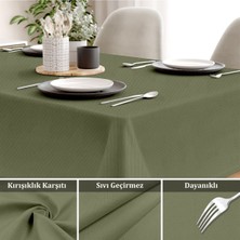 Canvas Sıvı Geçirmez Leke Tutmaz Haki Masa Örtüsü
