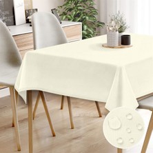 Monolisse Canvas Sıvı Geçirmez Leke Tutmaz Kırık Beyaz Masa Örtüsü