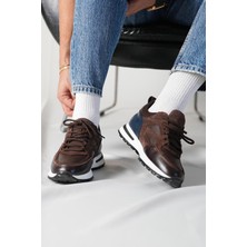 Tetri Vios Model  Deri El Yapımı Kahverengi Erkek  Sneaker