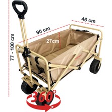 Moniev Kamp Arabası Gölgelikli ve Çantalı Katlanır Taşıma Arabası Alışveriş Arabası Frenli Geniş Tekerlekli
