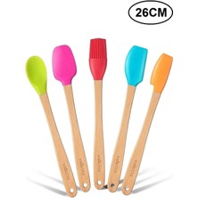 Valletta Indigo 5 Li Renkli Bambu Silikon Spatula Seti Uzun 26cm