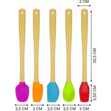 Valletta Indigo 5 Li Renkli Bambu Silikon Spatula Seti Uzun 26cm