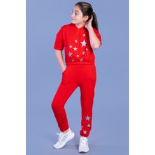 Toontoy Kız Çocuk Reflektörlü Yıldız Baskılı Eşofman Takımı