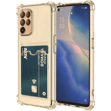 Prolysus Oppo Reno 5 Lite Kılıf Kartlıklı Şeffaf Silikon Darbe Dayanıklı Koruyucu Kamera Korumalı Kılıf + Ekran Koruyucu