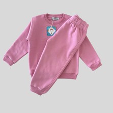 3 Iplik Şardonlu Unisex Basic Pembe Bebek Eşofman Takımı