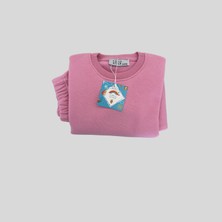 3 Iplik Şardonlu Unisex Basic Pembe Bebek Eşofman Takımı